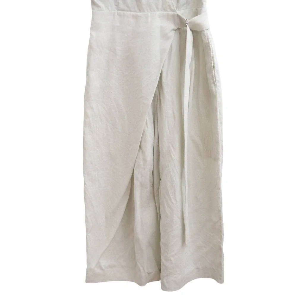 COS Wide Leg Jumpsuit Linen Blend Wrap Front Sz 8 Minimalist Sophisticated Chic